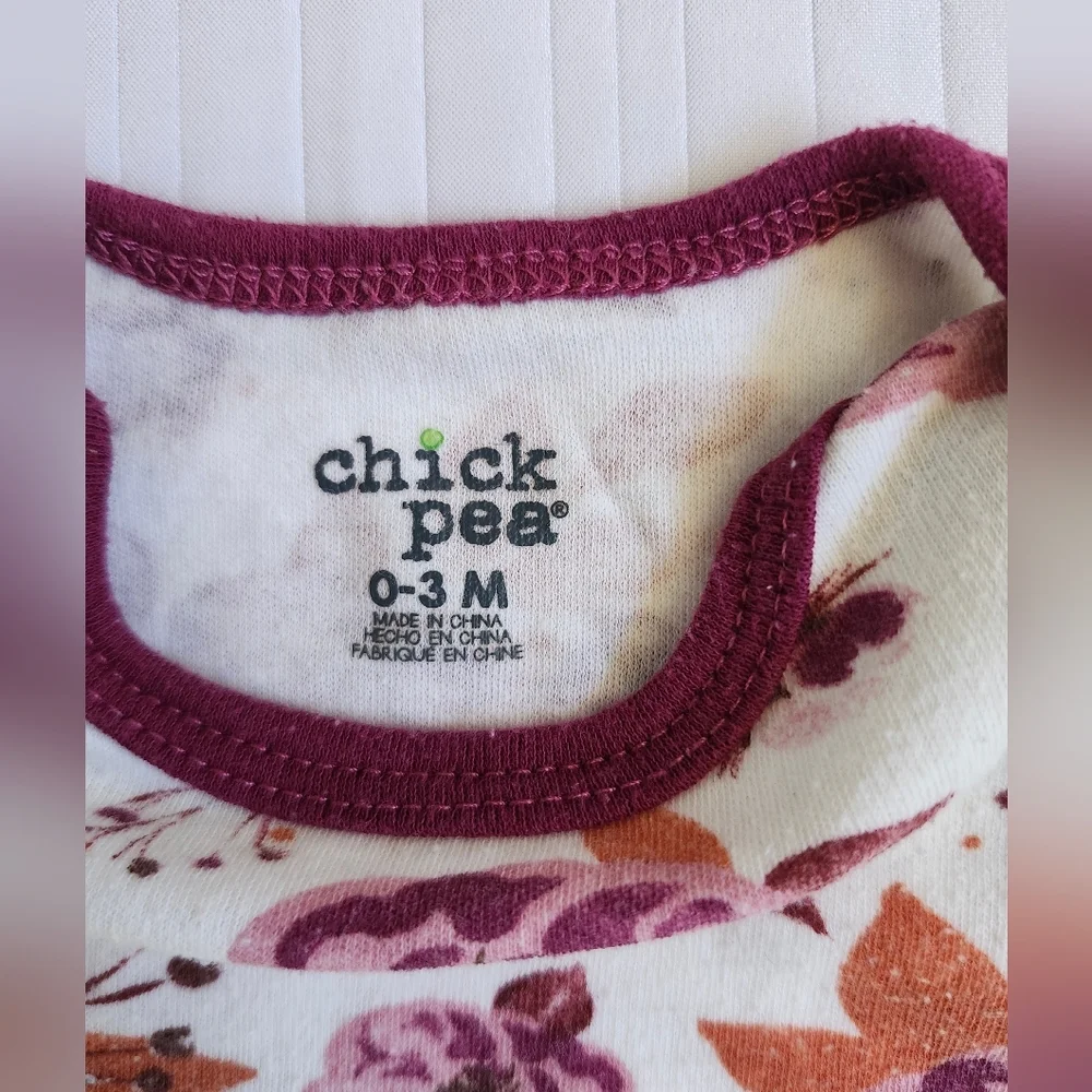 Chick Pea Infant Bodysuit with Burgundy Accents